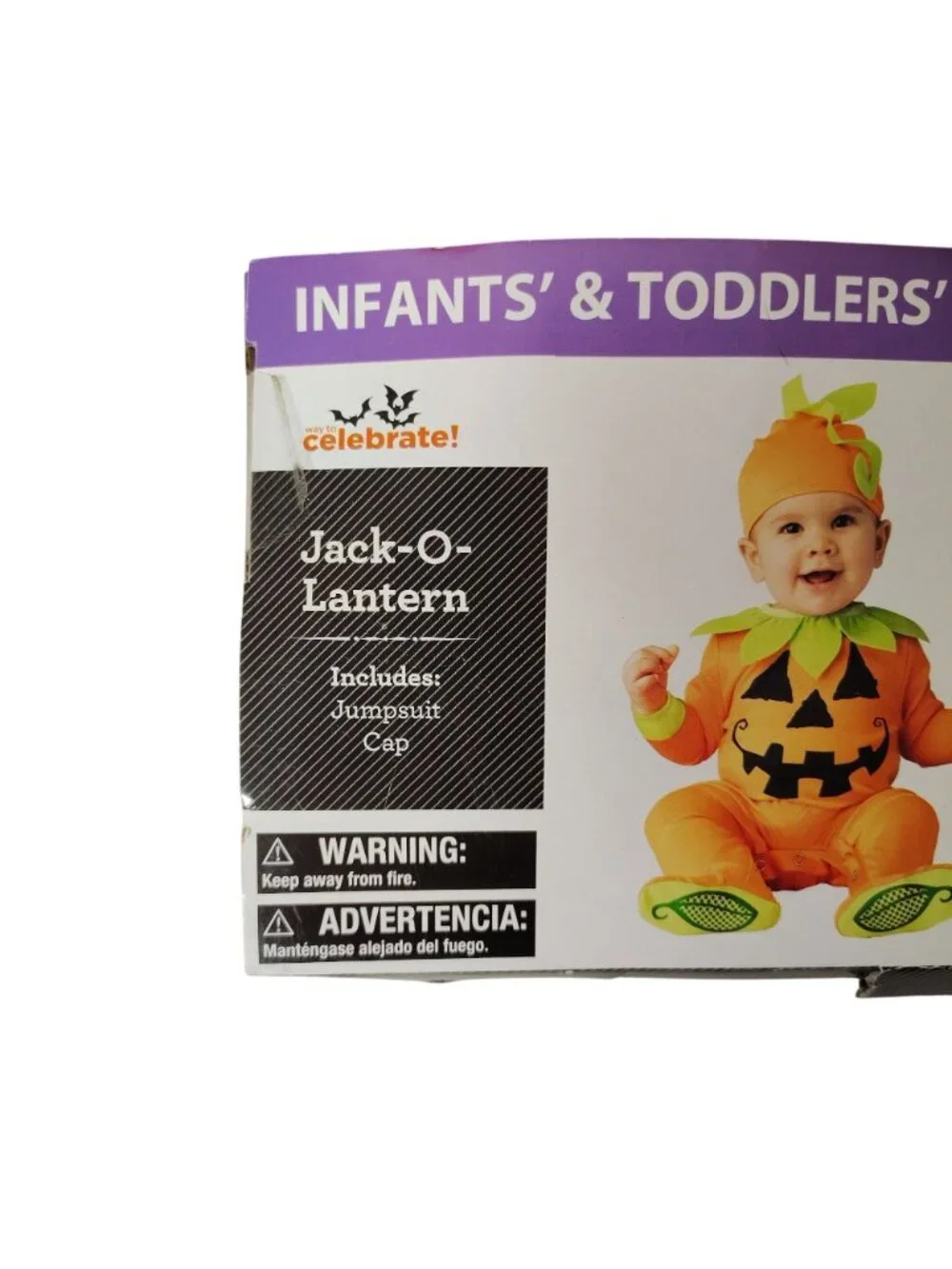 Infant 0 to 6 Months Pumpkin Jack-O-Lantern Jumpsuit and Cap Halloween Costume